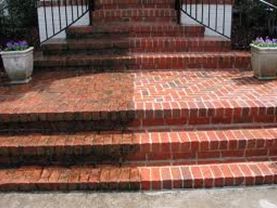 pressure washing brick walkways
